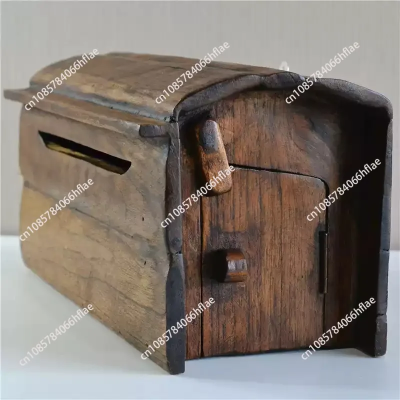 European Vintage Wall Mount Wooden Mailbox, Weatherproof Rustic Garden Letter Box with House Sign