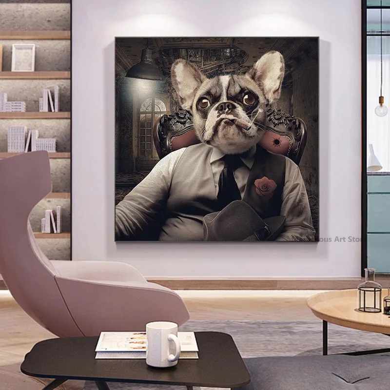 

Funny Chimpanzee Dog Boss Beer Super Salesman Poster Prints Canvas Painting Abstract Animal Wall Art Pictures for Home Decor