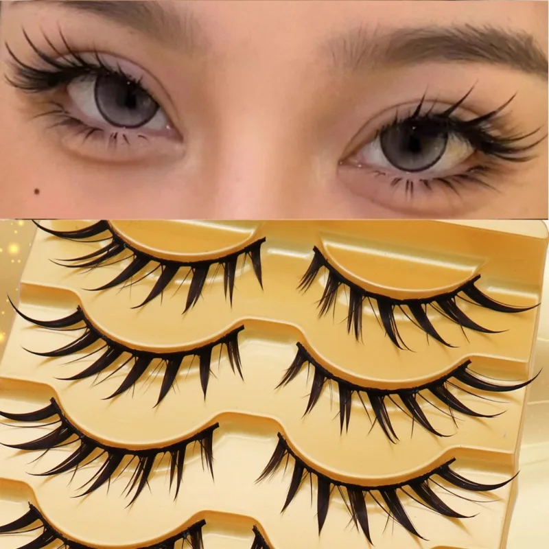 Manga Lashes Cat Eye Fox line Lashes 3D Natural False Lashes Fluffy Soft Cross Wispy Natural Eyelash Extension Makeup gift