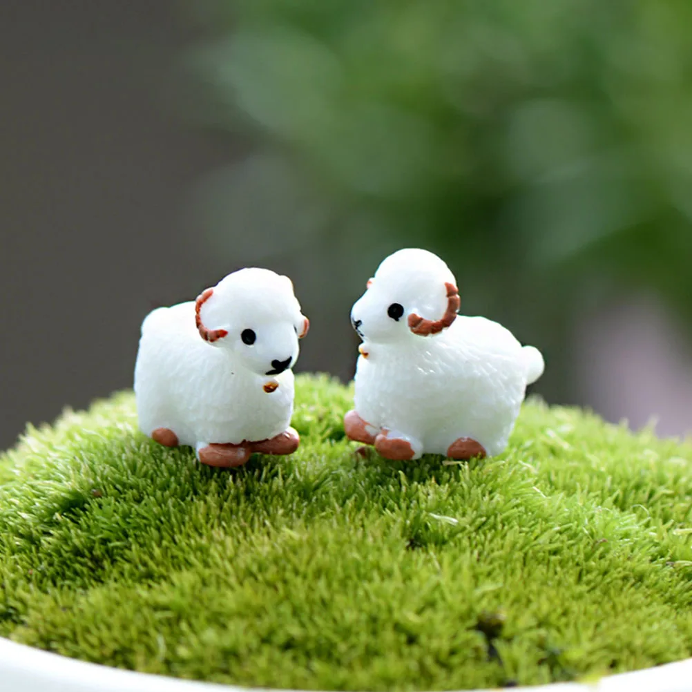 

12pcs Succulent Plant Decoration Indoor Bonsai Ornament Sheep Figurine Micro Landscaping Decor Mini Adornment Synthetic Resin