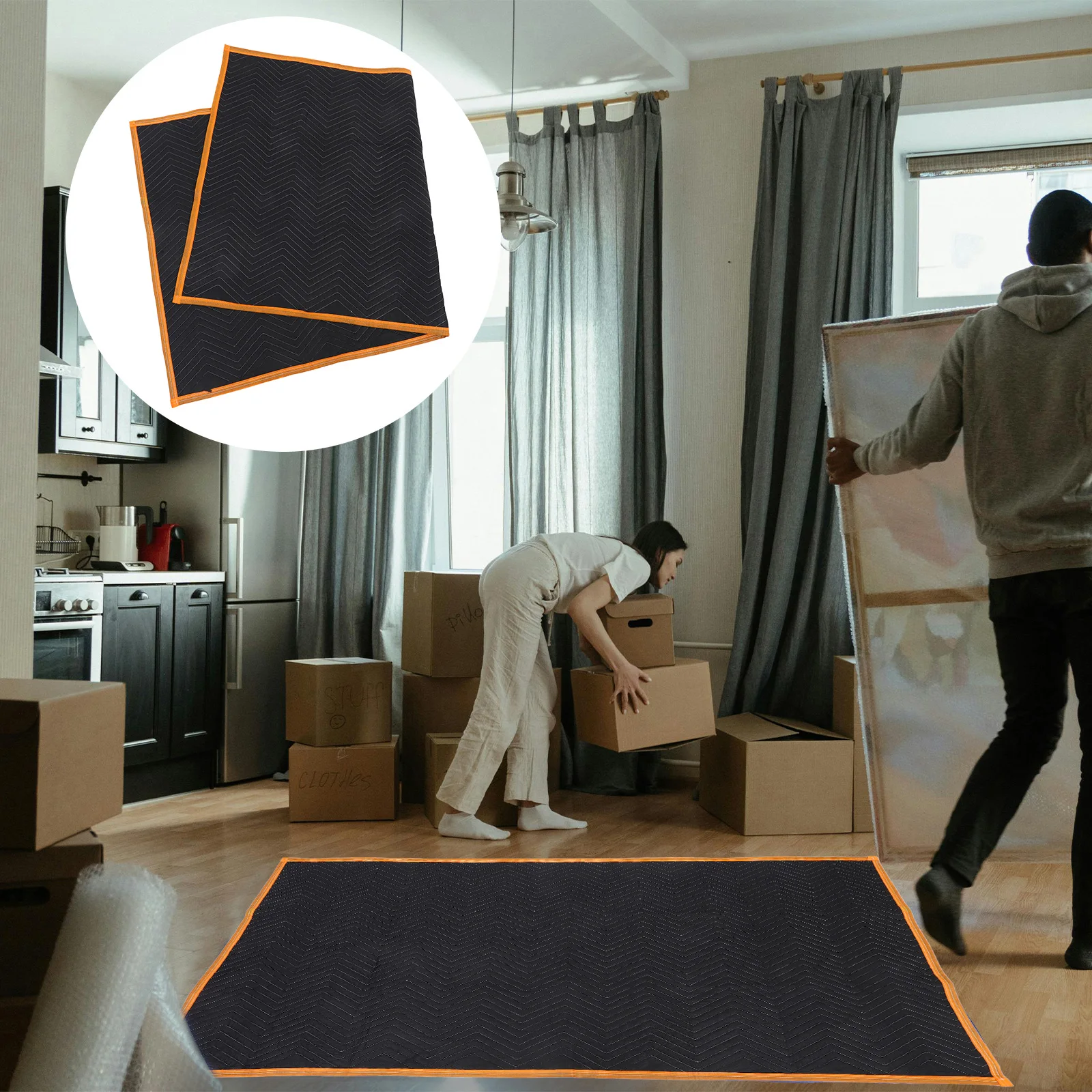 

Thickened Heavy Duty Moving Blankets Packing Furniture Wrapping Protection Black Large Quilted Utility Blanket For Shipping Car