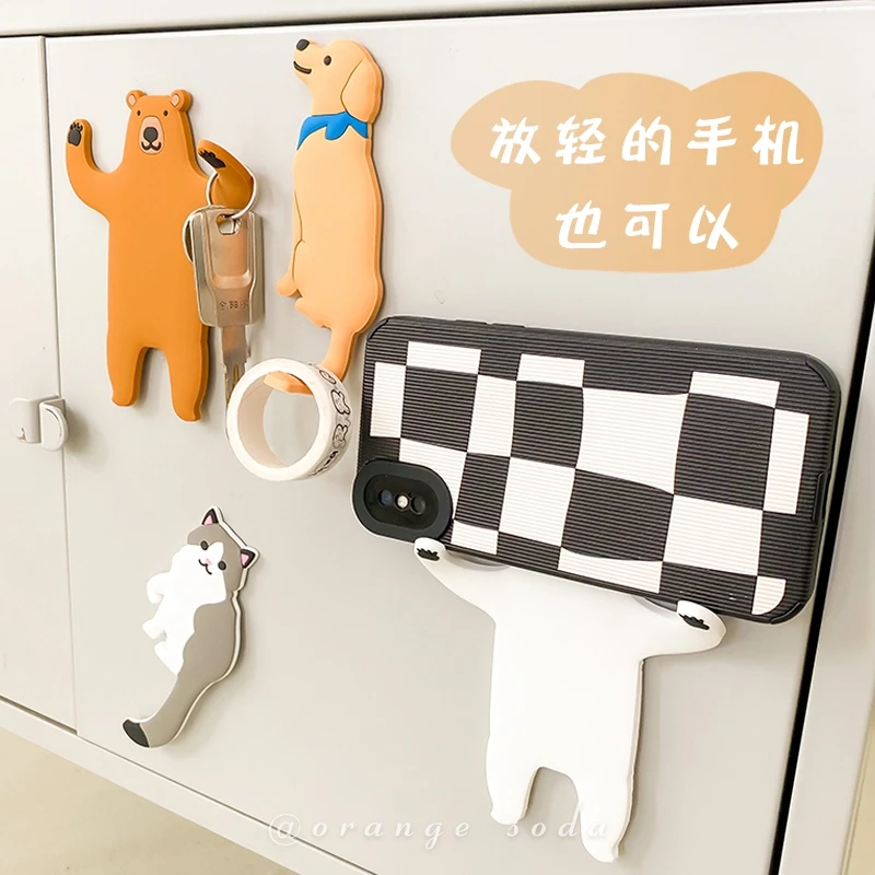 Cute Animal Cat Wall Hook Behind-door Keys Bag Clothes Hanger Hook Wall-mounted Phone Holder Home Decor Storage Hook Tower Hook