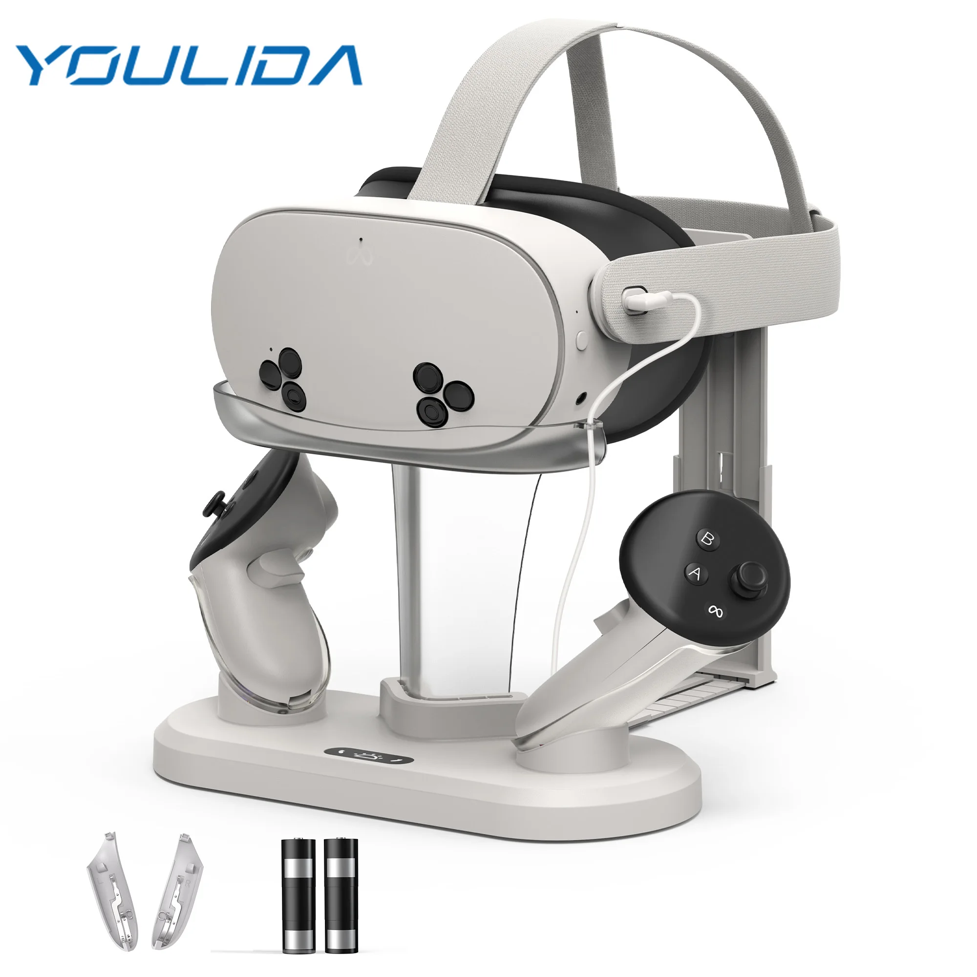 

Для Meta Quest 3/3S гарнитура игровой контроллер зарядная база подставка магнитный беспроводной сенсорный регулируемый кронштейн перезаряжаемая батарея