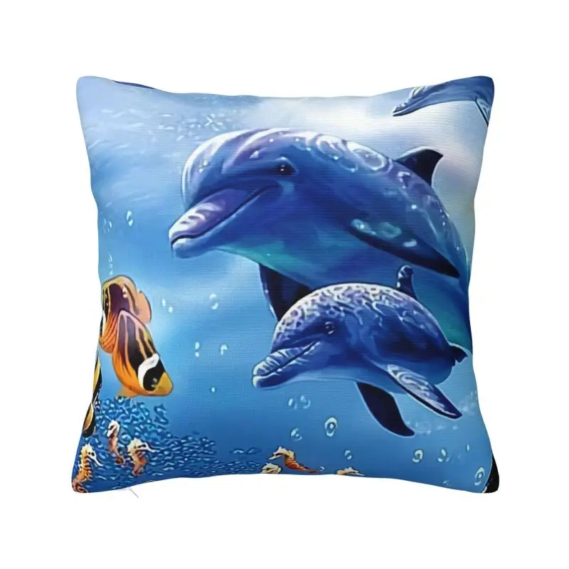 Custom Sea Creature Dolphin Fish Pillow Case 45x45cm Home Decoration Ocean Animal Nordic Cushion Cover Car Pillowcase