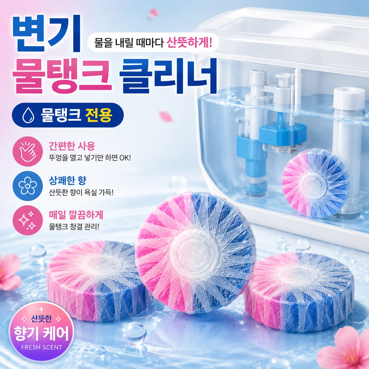 Automatic Toilet Bowl Cleaner Tablets Pink Blue Wrapped Blocks Fresh Scent Toilet Tank Cleaner for Home Bathroom