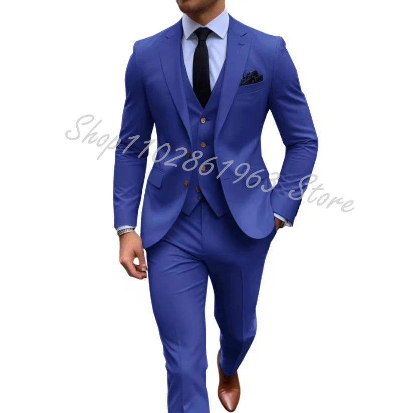 Neue Mode Anzüge Für Männer Bräutigam Formale Prom Hochzeit Party Smoking 3-teiliges Set Jacke Weste Hosen Business Trajes De Hombre