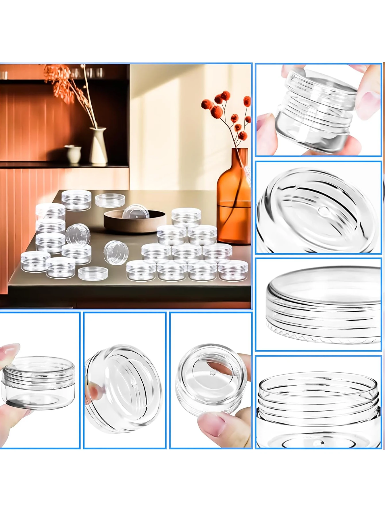 20pcs 5g Cosmetic Sample Empty Container，BPA Free Houseables Jar，Sample Jars Tiny Makeup with lids，Empty Box For Diamond Powder Jewelry Storage Case