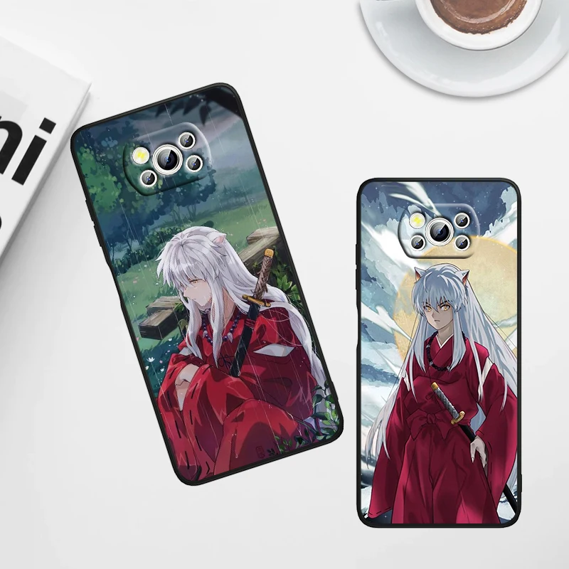 Capa de telefone preta macia para Xiaomi Poco, Inuyasha, Higurashi, Kagome, X6, X5, X4, X3, F4, F3, NFC, M6, M5, M4, GT, S Pro, 4G, 5G, C65