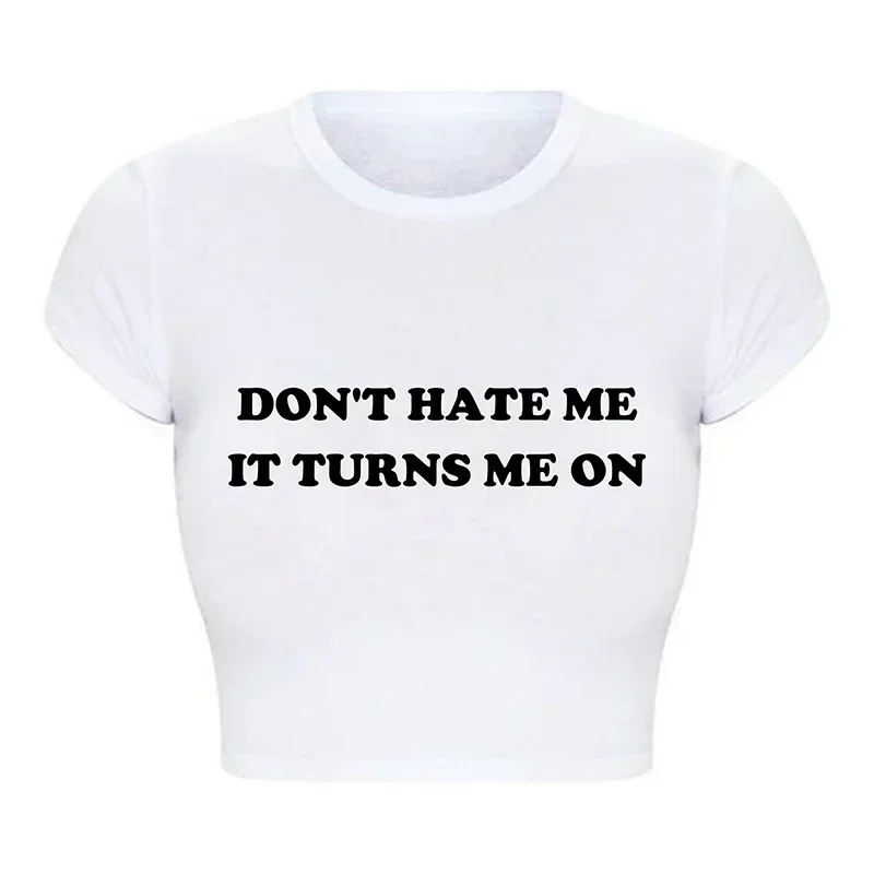 2000년대 그런지 그래픽 티 하라주쿠 나를 싫어하지 마세요. 자른 탑 인과 청소년 패션 T 셔츠 Baby Tee Dropshipping