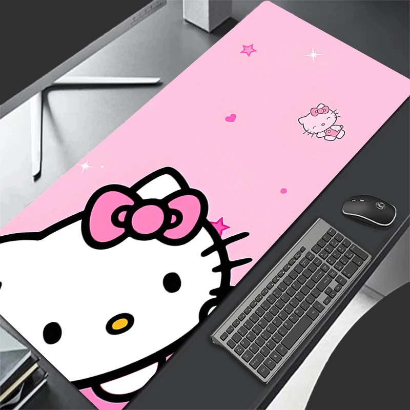 Pink Love Heart Mouse Pad Laptop Kawaii Anime Cat Extended Desk Mat XL Sanrio Mousepad PC Hello Kitty Gamer Cabinet Keyboard Rug