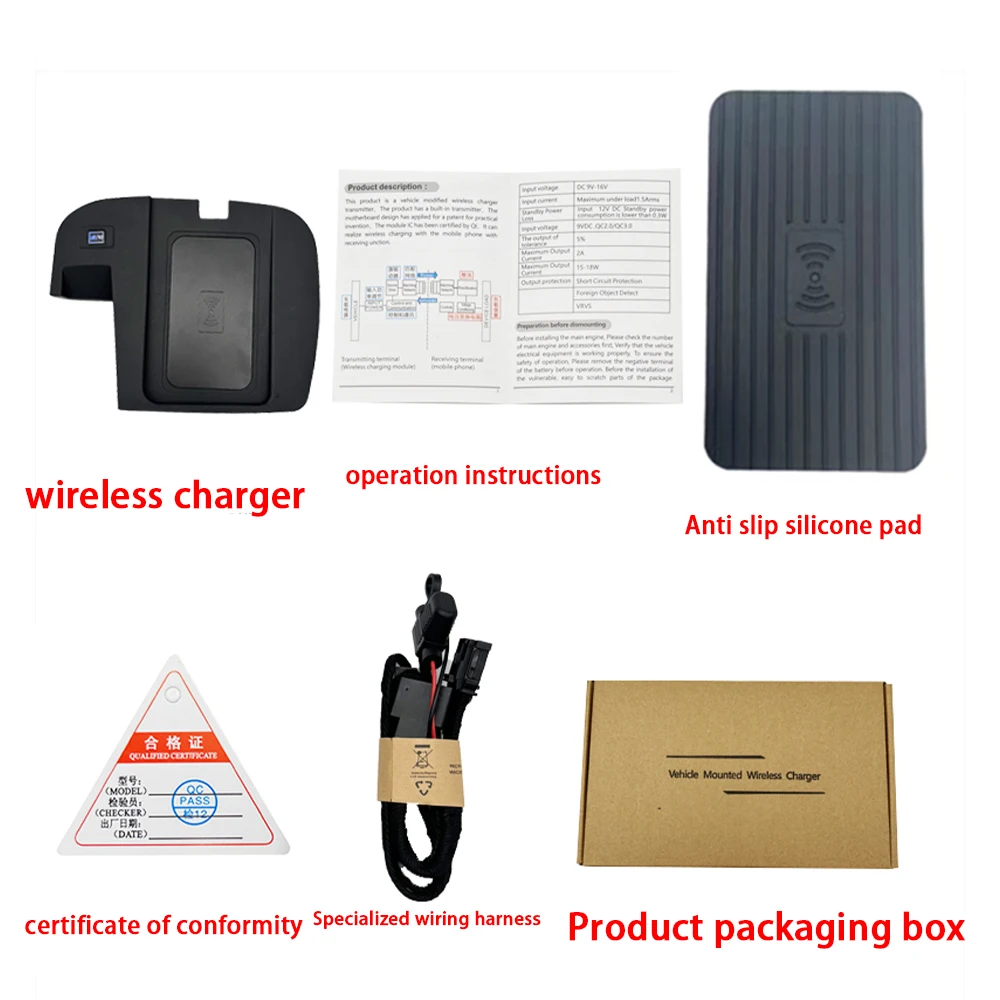 Car Wireless Mobile Phone Charger Center Console Storage QI 18W iPhone for Nissan NP300 Navara D23 Renault Alaskan 2014-2025