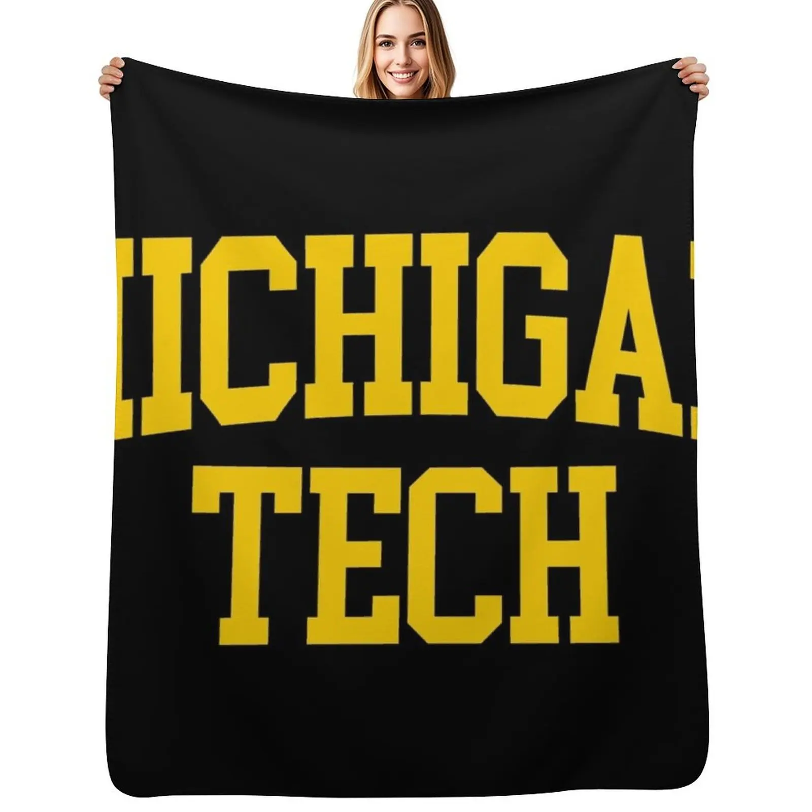 

michigan tech - college font curved Throw Blanket Cozy Warm Blanket for Bed Room Decor