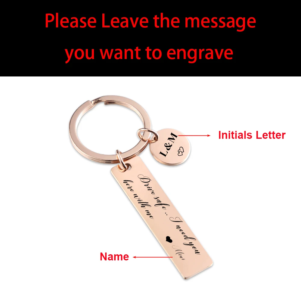 Customizable New Driver Gift, Husband, Boyfriend, Gift Hand Stamped Drive Safe I Need You Here with Me Keychain, Engraved Couple