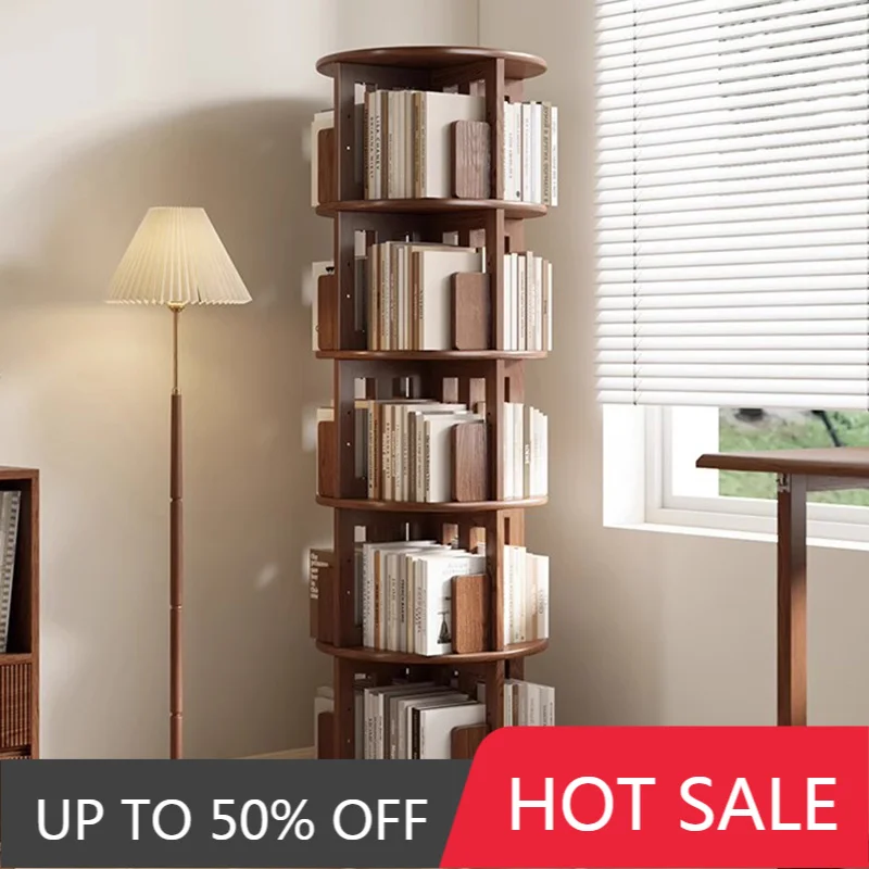 Rotating BookShelf Wood Multifunction Bookcase Living Room Assembly Shelves Aesthetic Corner Shelf Multilayer Modern Furniture
