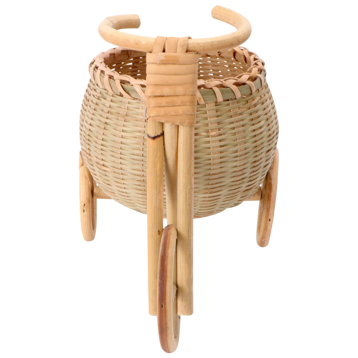 

Creative Tricycle Shape Bamboo Woven Basket Premium Material Handcrafted Desktop Ornament for Home Party Wedding Use
