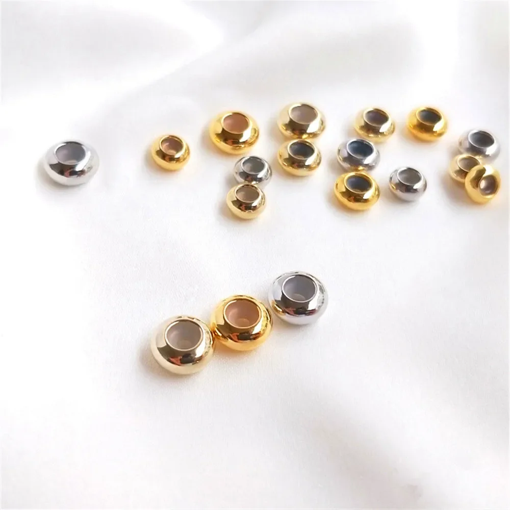 Real 18K Gold With silica gel wheel bead flat bead positioning bead adjustment bead DIY chain separator bead