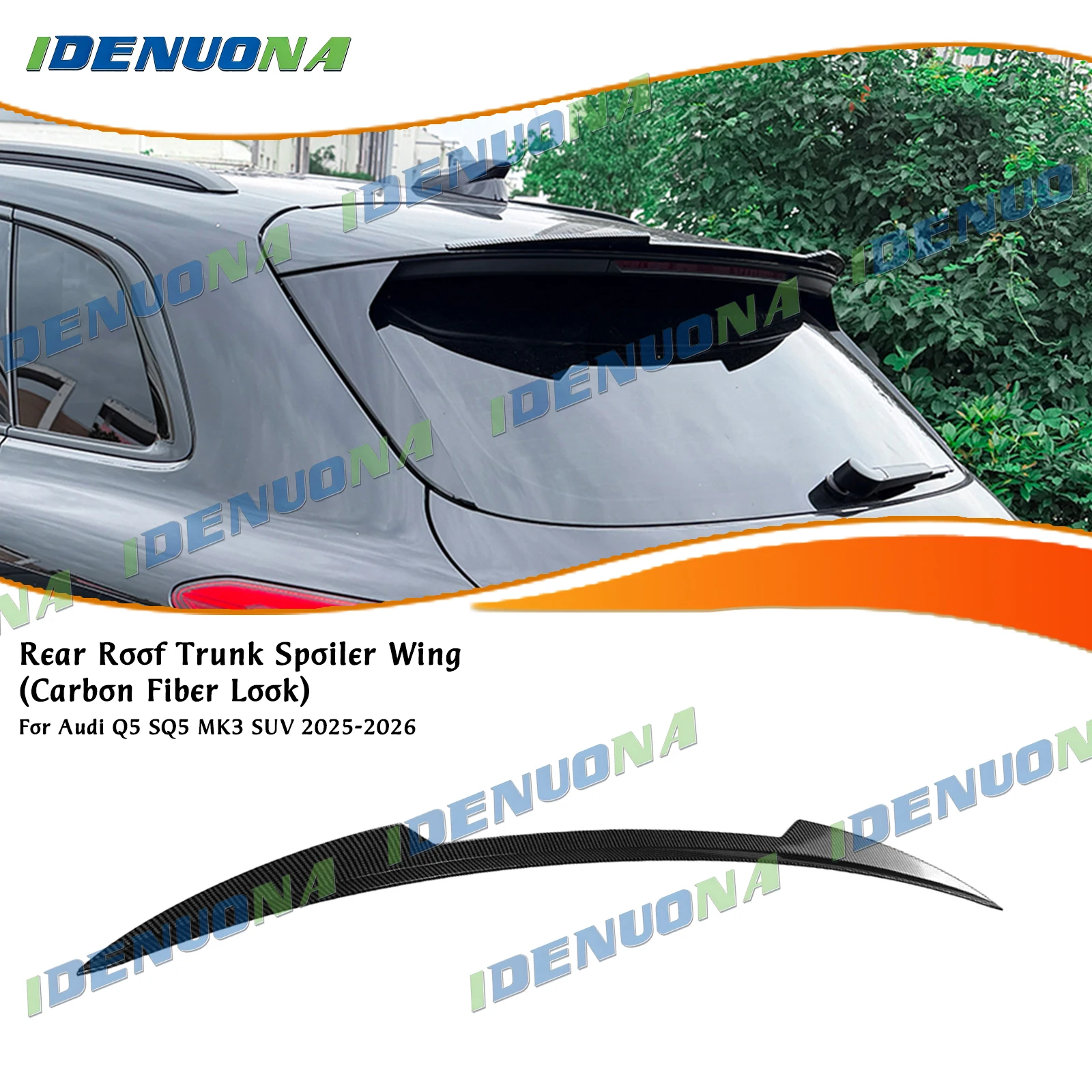 Rear Roof Trunk Spoiler Wing For Audi Q5 SQ5 MK3 SUV 2025-2026 Gloss Black/Carbon Fiber Look Air Deflector Upper Splitter Lip