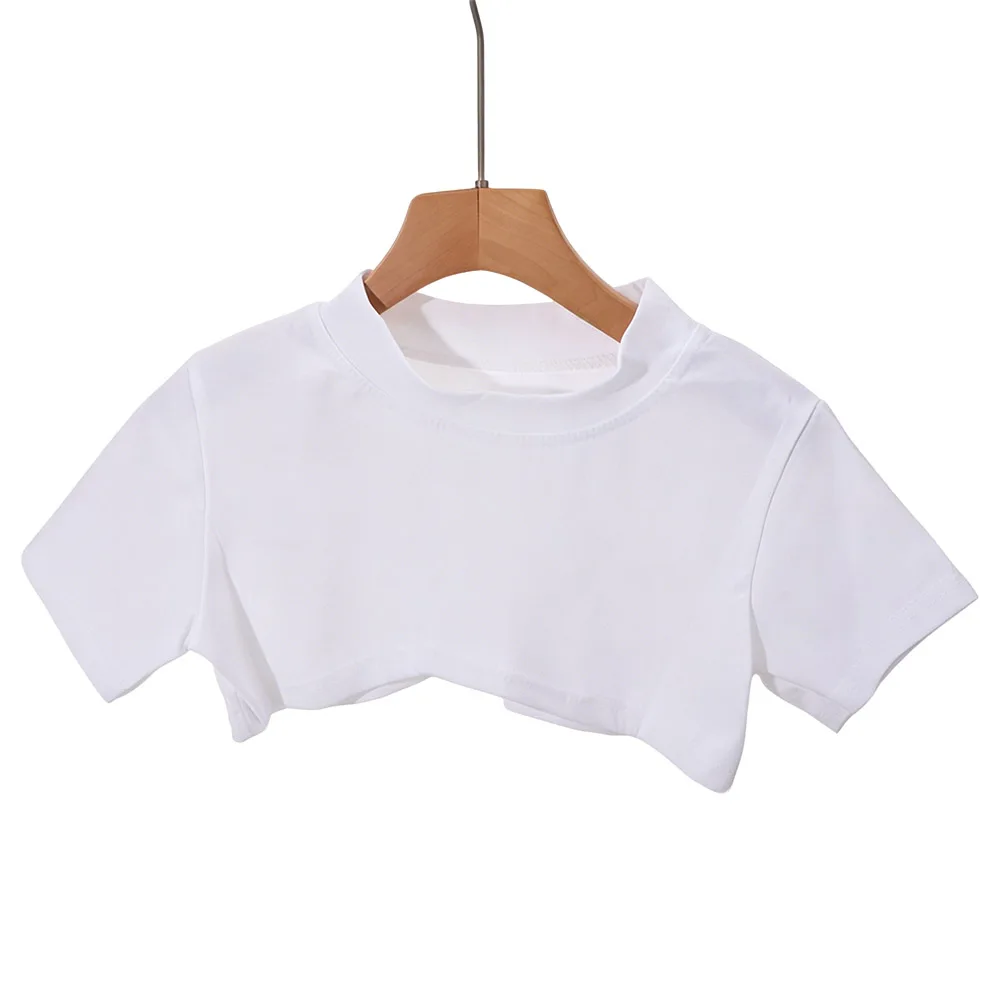 Fashionable Y2K Super Short Cotton Tee Round Neck Solid Color Blouses Cropped Top All March Streetwear Tank Tops Female
