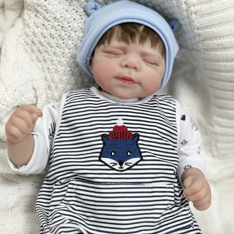 49cm boneca reborn pascale macio siliconen reborn dormindo menino toque macio realista 3d veias de pele bonecas de alta qualidade para crianças