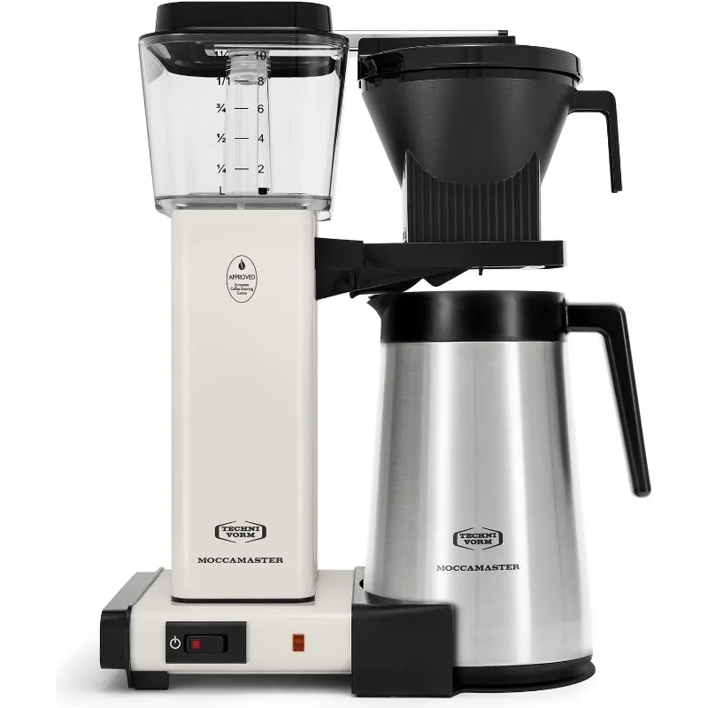 

thermal Carafe 10-Cup Coffee Maker , Easy use,one button Operation and 4-6 minute brew time for 40 oz. of Coffee,Off-White 1.25l