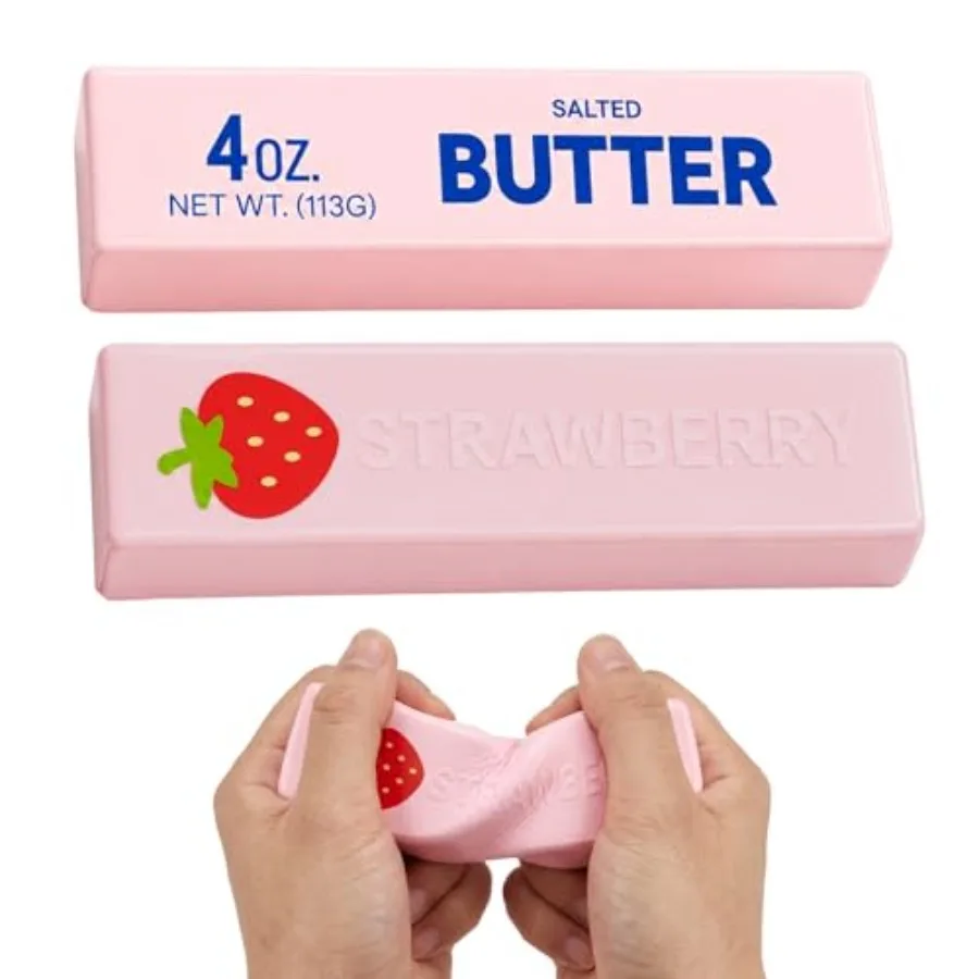 

2PCS Butter Squeeze, Stress Relief Tool for Adults, Strawberry Butter Sensory Stick, Office Desk Relaxation, Butter Slow Rising