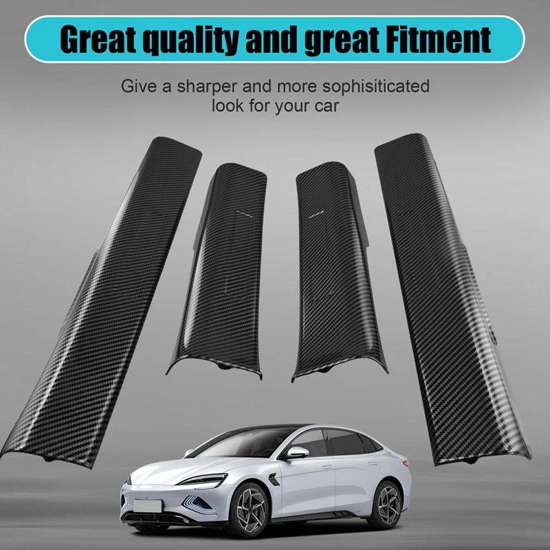 4PCS Inside Door Sill Guards Door Sill Entry Guard Decor Carbon Fiber Color For BYD Dolphin