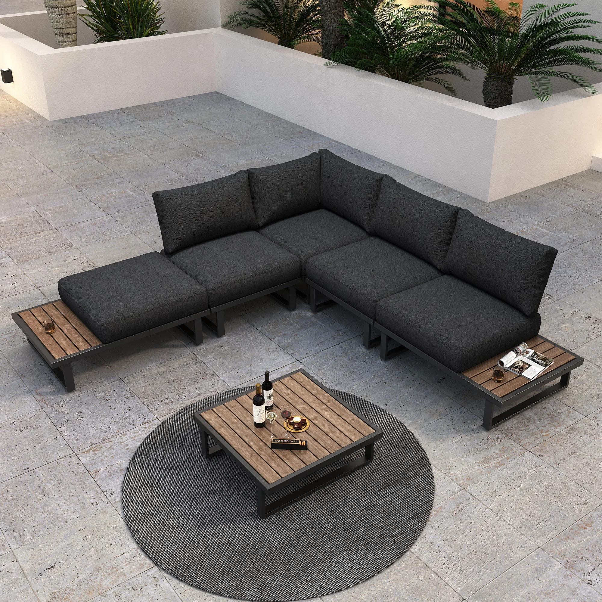 -Furnitur teras Papasan sudut - Outdoor Furniture L Shape ulasan dan harga