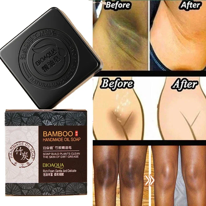 Bamboo Charcoal Handmade Soap Skin Moisturizing Deep Cleansing Oil Control Blackhead Remover Face Wash Hair Bath Skin Care 100g