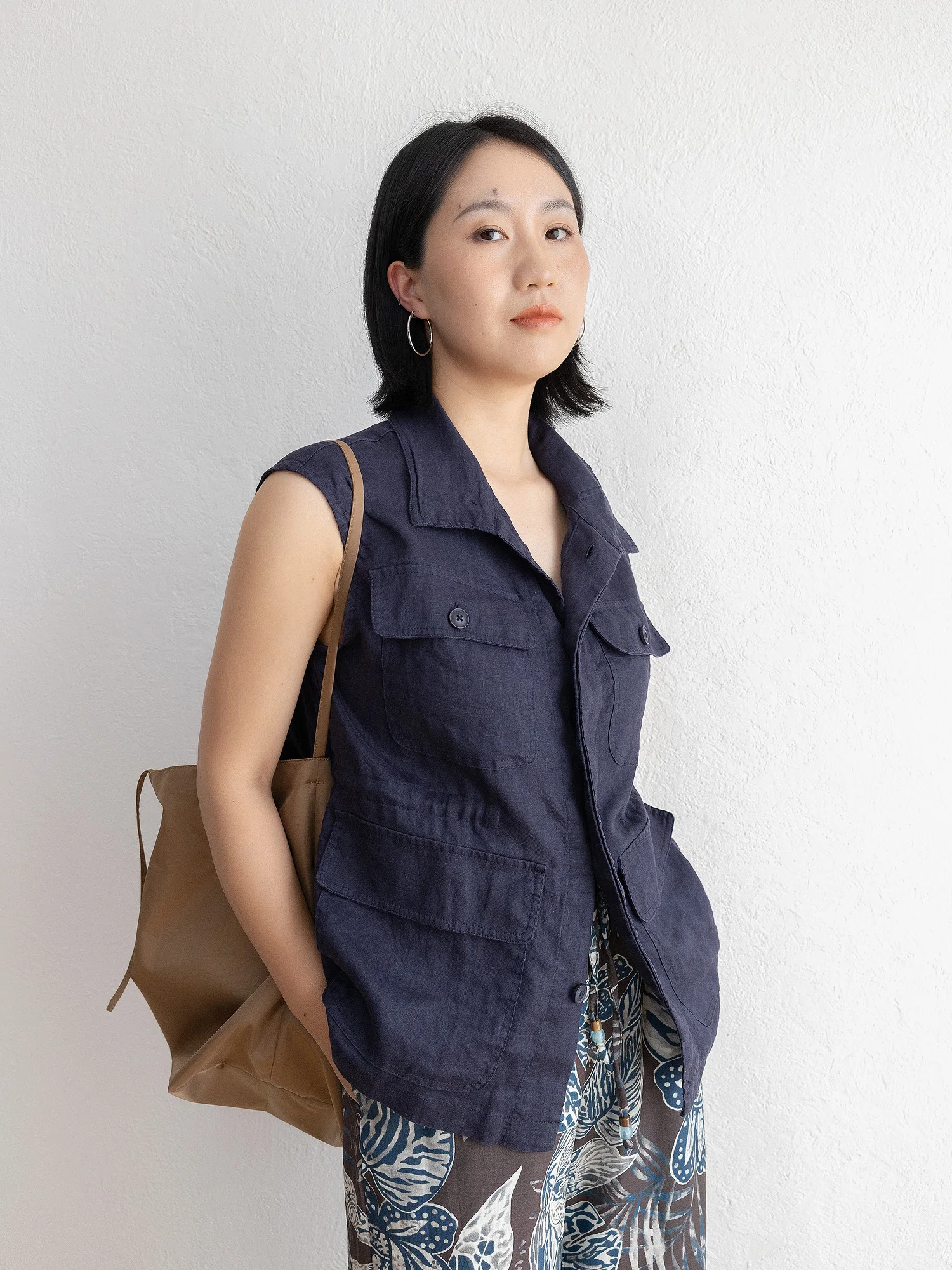 

Женский льняной жилет JENUNIQUE: летний, тонкий, с маленьким воротником, однотонный, в стиле ретро, с завязками, топ