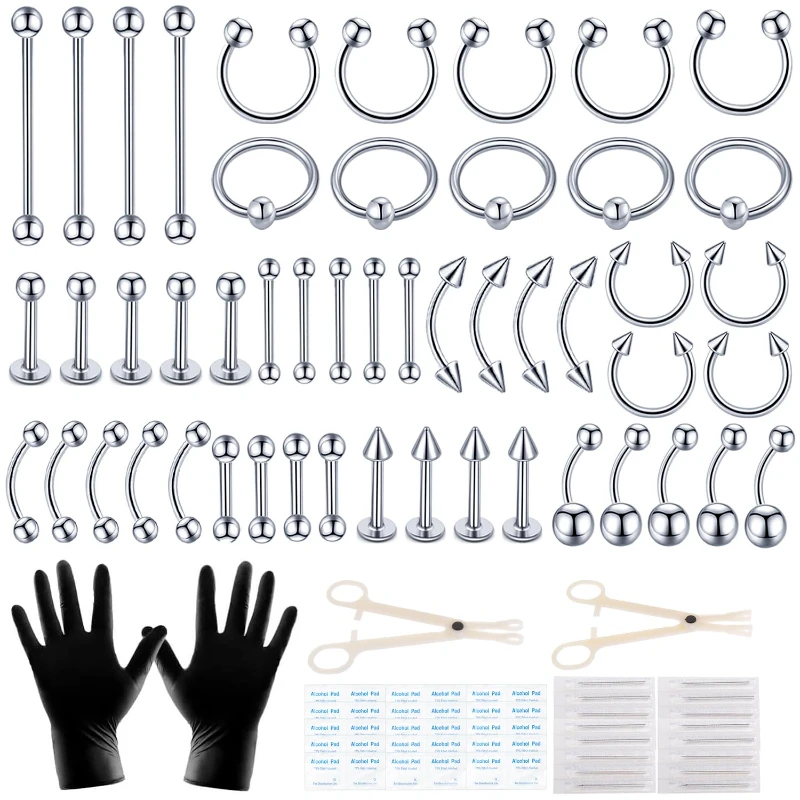 104pcs Piercing Kit 14G16G Belly Button Piercing Kit Septum Piercing Kit Belly Piercing Kit Piercing Kits for all piercings