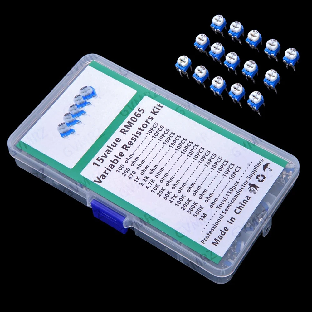 15Values 100R-1M 100R 200R 470R 1K 3.3K 4.7K 10K 20K 150PCS RM065 Variable Resistor KIT  30K 47K 100K 200K 300K 500K 1M
