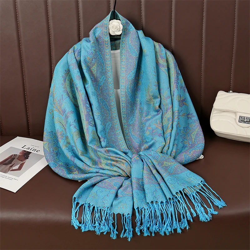 Paisley Pashmina scialle sciarpa donna Jacquard anacardi stampato sciarpe fiori bordi coperta nappa femminile avvolge scialli etnici