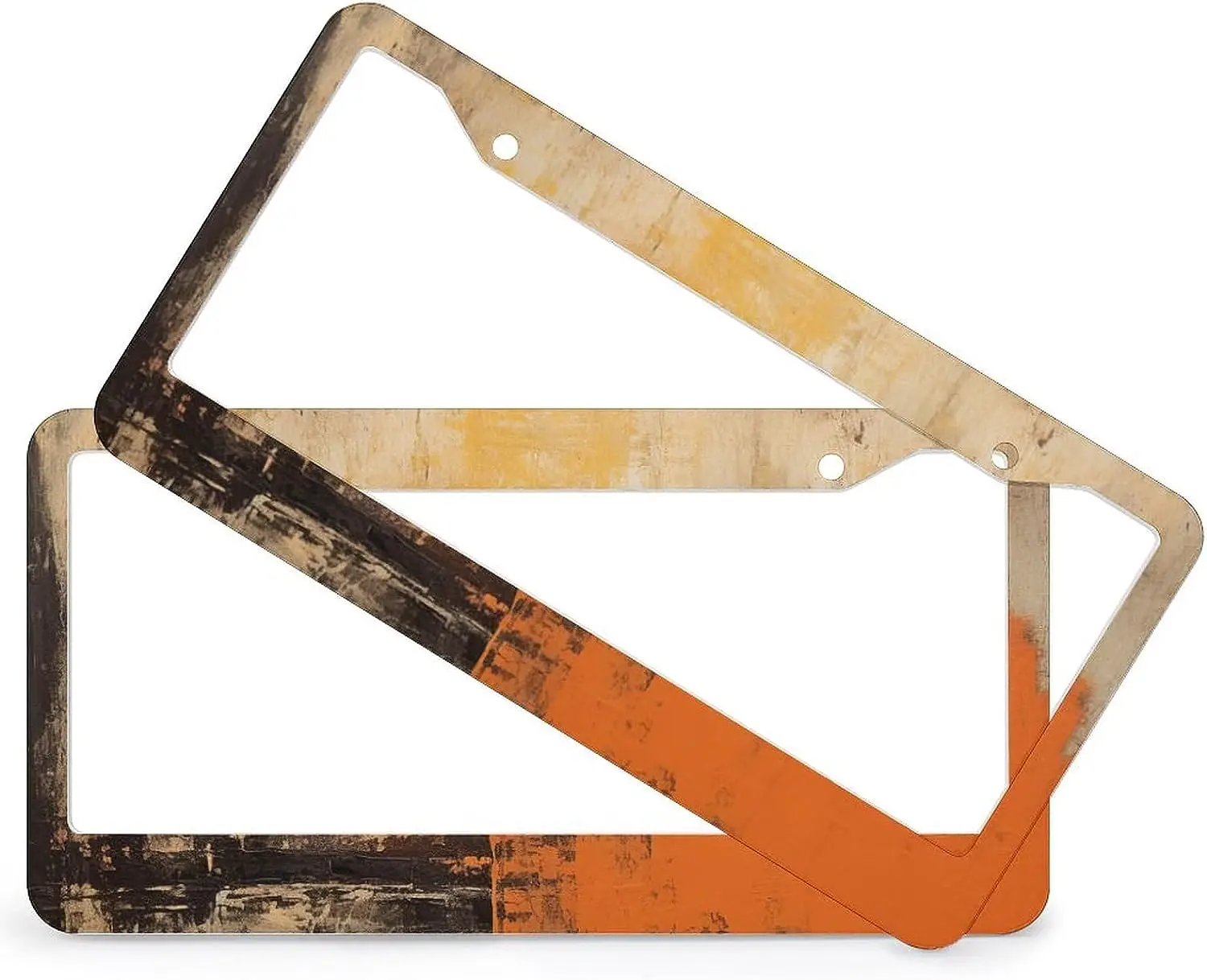 License Plate Frames Abstract Rustic Orange and Brown Print Licenses Plates Frames Front Licenses Plate Car Tag Frame 2 PCS