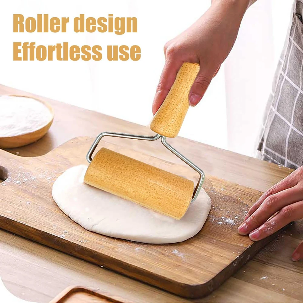 Wooden Pastry Pizza Roller Pizza Dough Roller Rolling Pin Wooden Dough Roller Small Rolling Pin Home Kitchen Cake Baking Kit