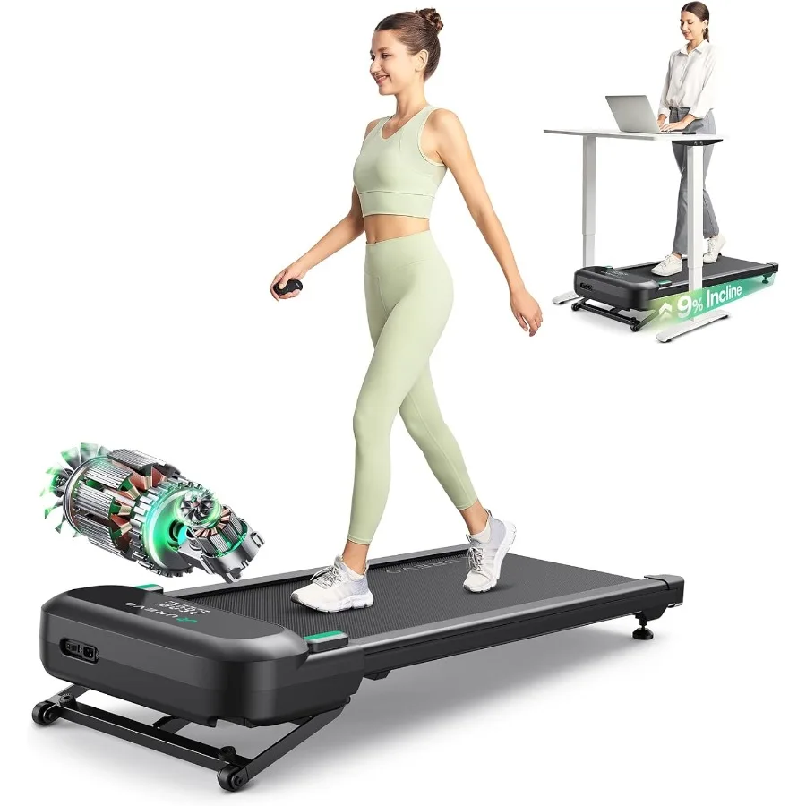 Cinta de correr con almohadilla para caminar inteligente con funcionamiento silencioso de 5L, motores duales sin escobillas de 2,5 HP, aplicación AI con recorrido mundial, entrenamientos HIIT 9 Aut