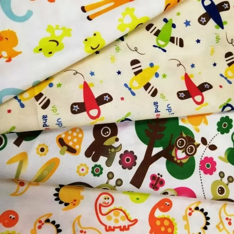 1x1.5M Pororo Pattern Polyester Stretch Fabric Waterproof Breathable Digital Print DIY Material For Baby Nappy Diaper Sewing