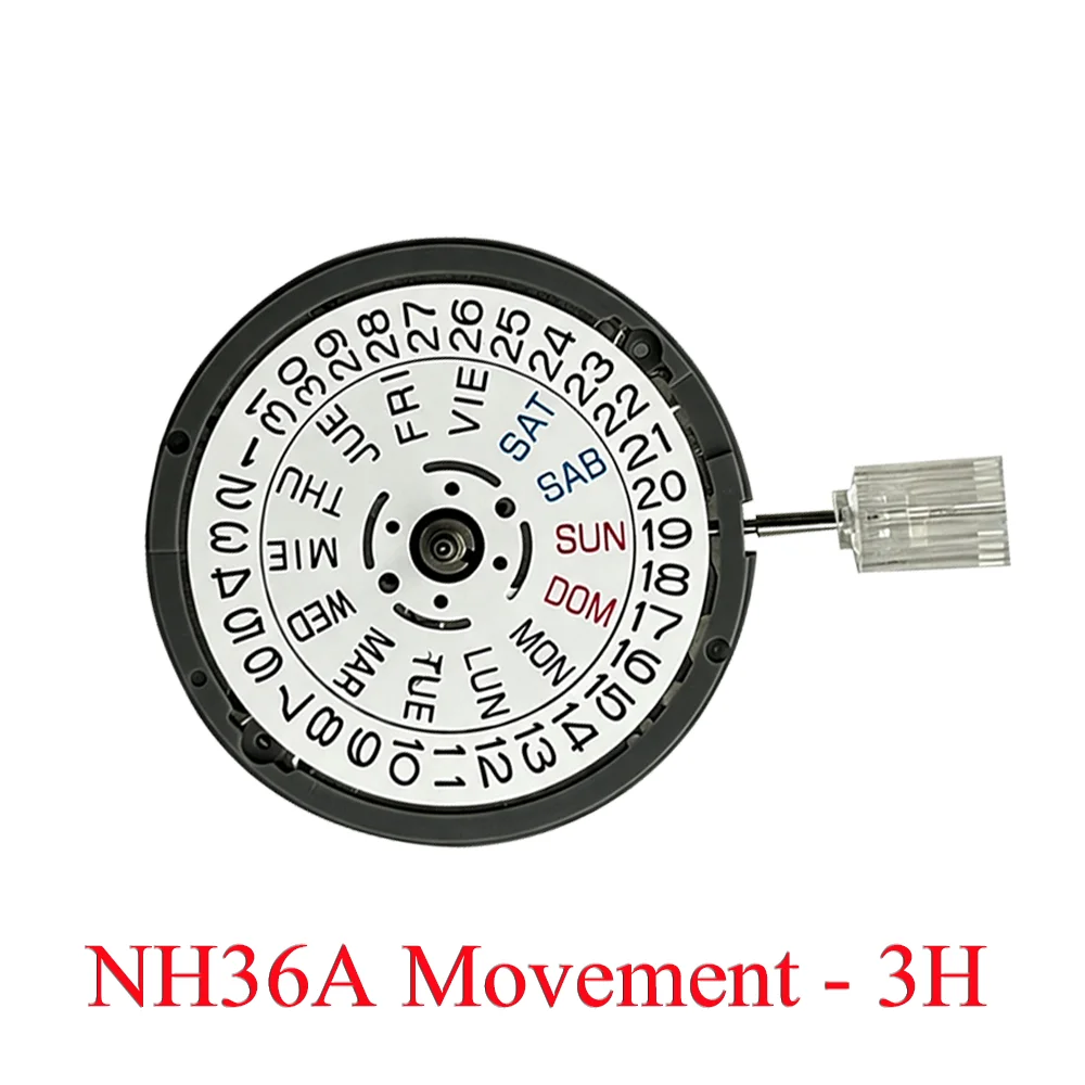 NH36 Automatic Mechanical Movement High Precision 24 Jewels Mod Watch Replacement 3 O'clock Calendar