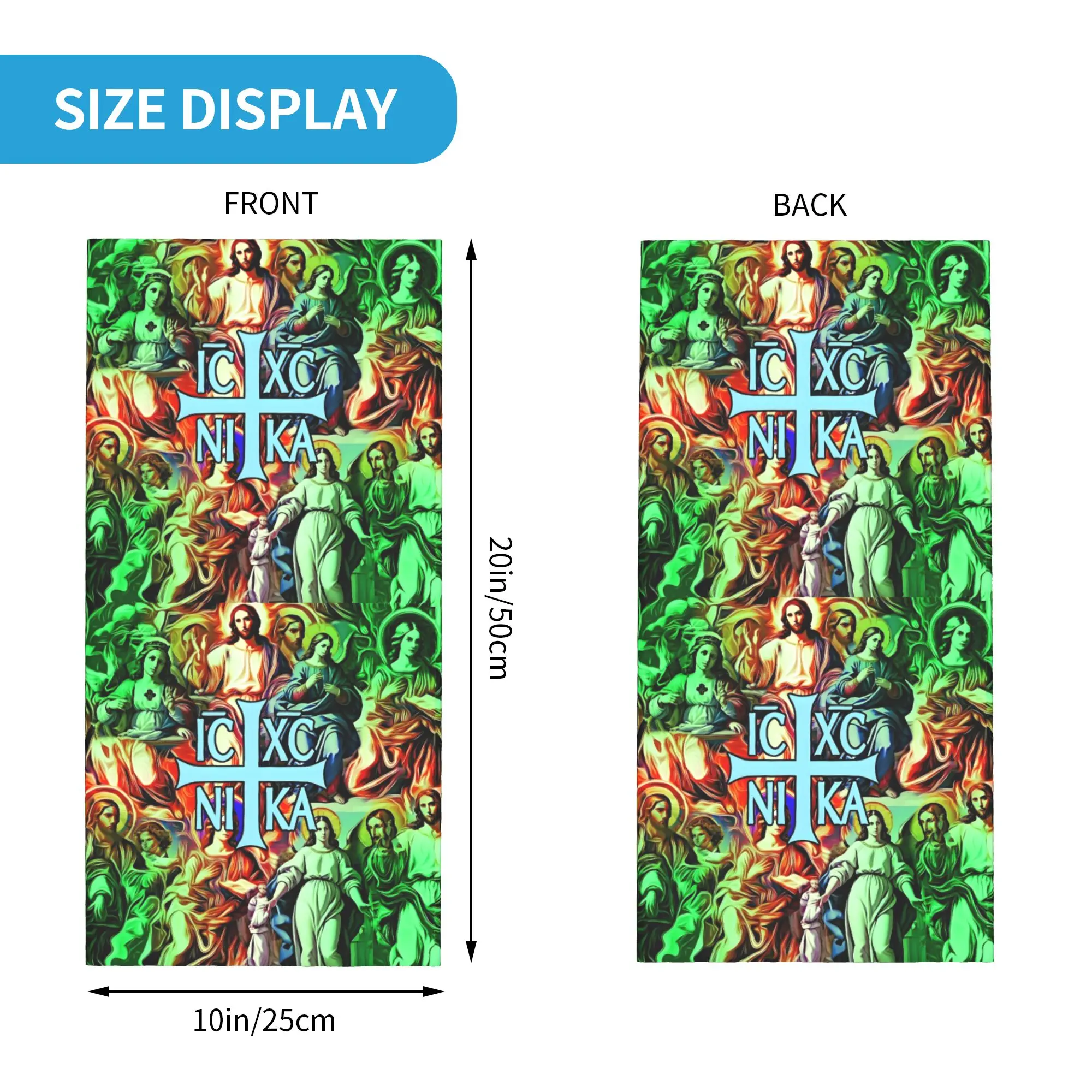IC XC NI KA Sacred Gathering Christ Disciples Mary Bandana Neck Gaiter for Hiking Wrap Scarf Cross Christogram Headband Warmer