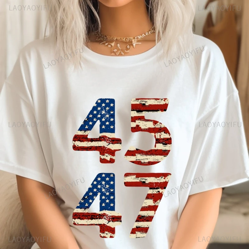 Trump 2024 45/47 Graphic T Shirts Trump America Man Woman Tshirt Republican Anti Democrat Trump Shirt Casual Ropa Hombre