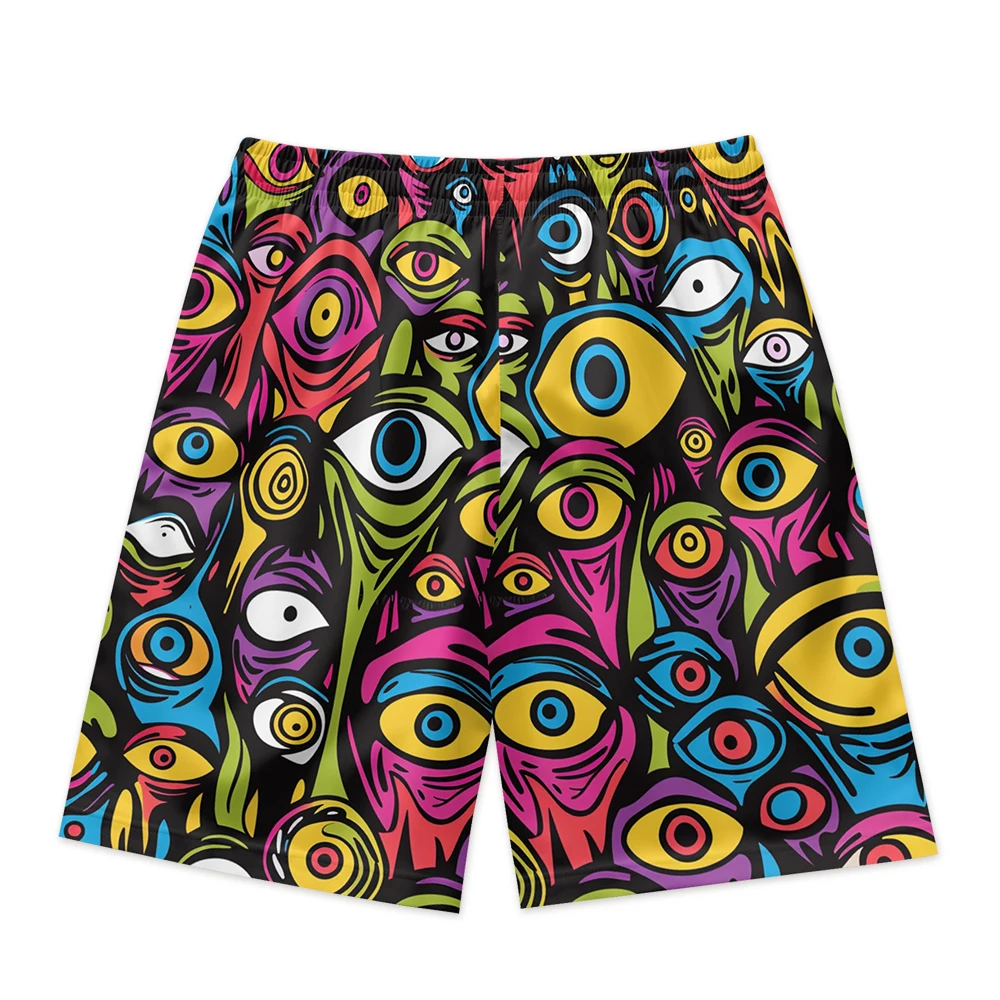 Polyester Beach Shorts Men Surfing Board Short Swimwear Pocket Shorts Creative Print Swim Trunks Shorts Hot Sale