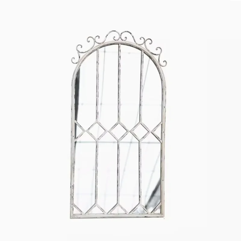 

Large Rhombus Element Wall Decor Arched Window Metal Framed Mirror