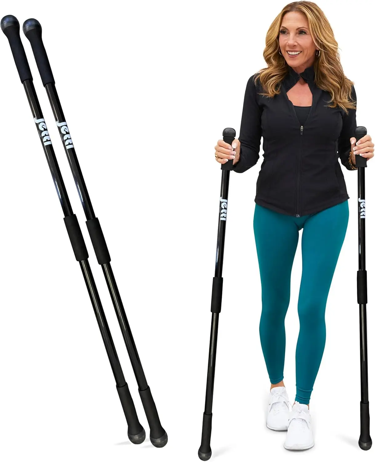 

Weighted Walking Sticks for Seniors, Women & Men – 1.2lb Each Ergonomic Hiking Poles for Balance, Posture & Stability – Durable