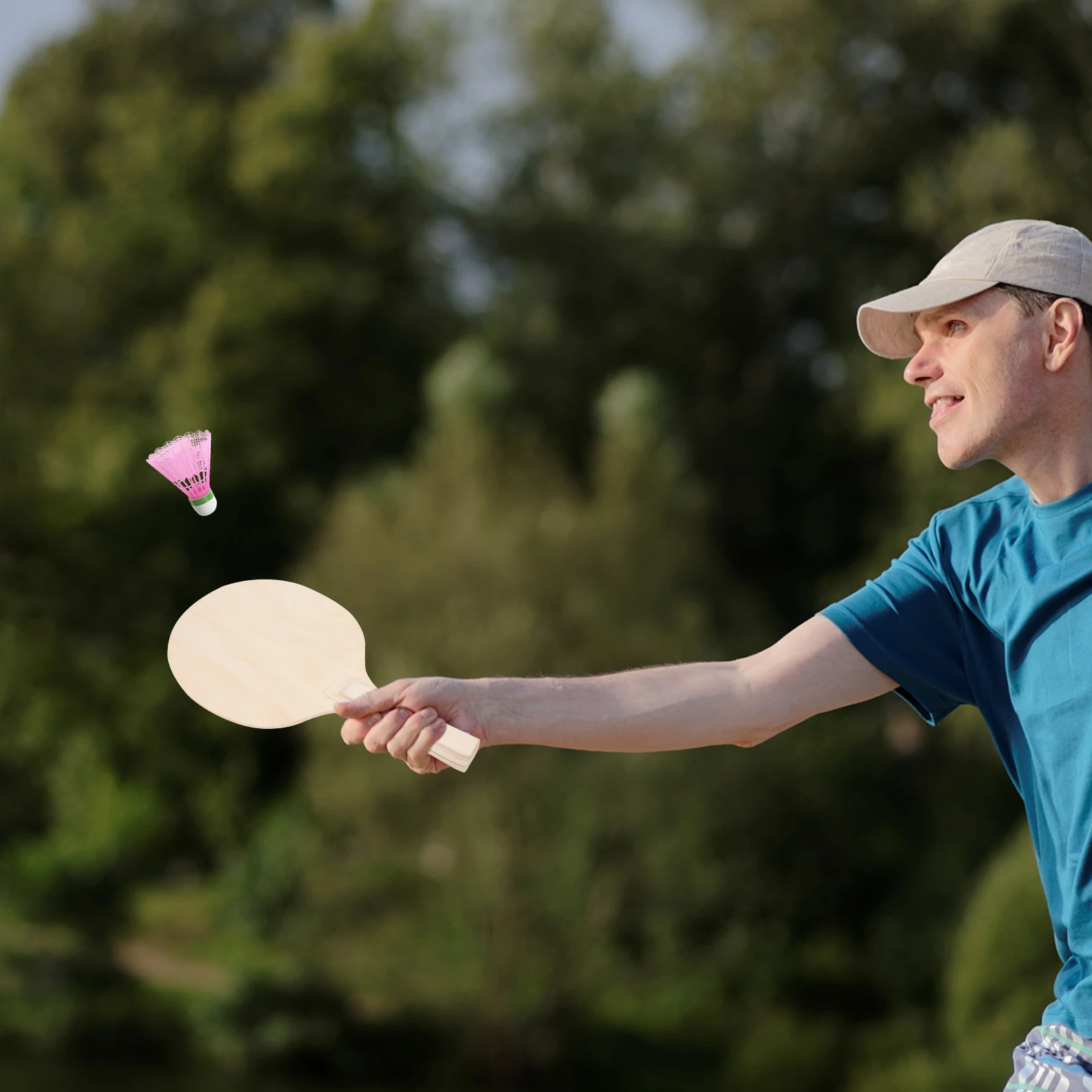 

4pcs Ball Paddles Set Wooden Badminton Rackets For Beach Outdoor Large Surface Stable Control Lightweight Solid Wood Paddles