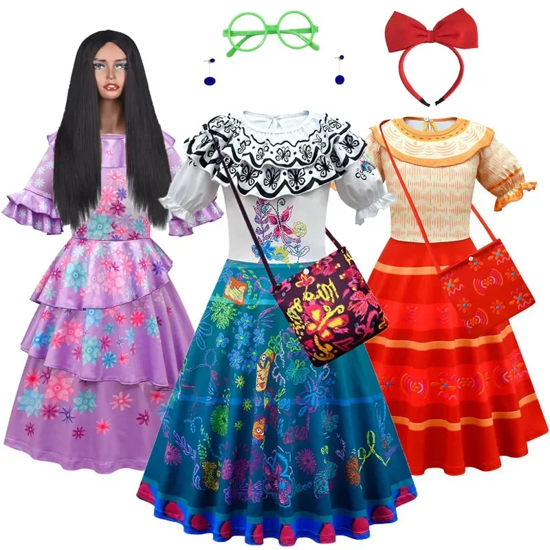 

Encanto Mirabel Madrigal Costume Louise Long Skirt Girl Princess Carnival Masquerade Kids Dolores Cosplay Party Dress MN13