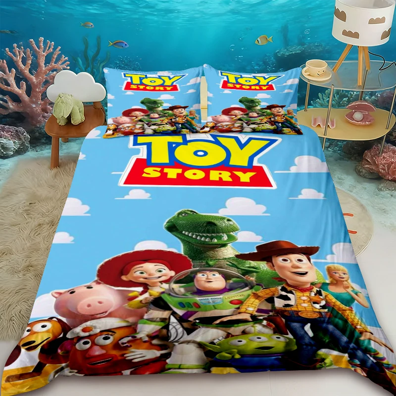 

Duvet Cover - Disney Toy Story Buzz Lightyear Woody Set (One Duvet Cover and Two Pillowcases), High-Definition Printed, Soft