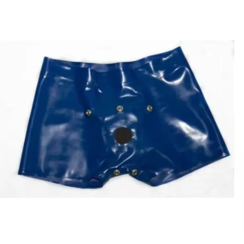 Latex Catsuit Rubber Gummi Male Hole Cover Short Pants Front Hole Customize 0.4mm Fetish Men Underwear