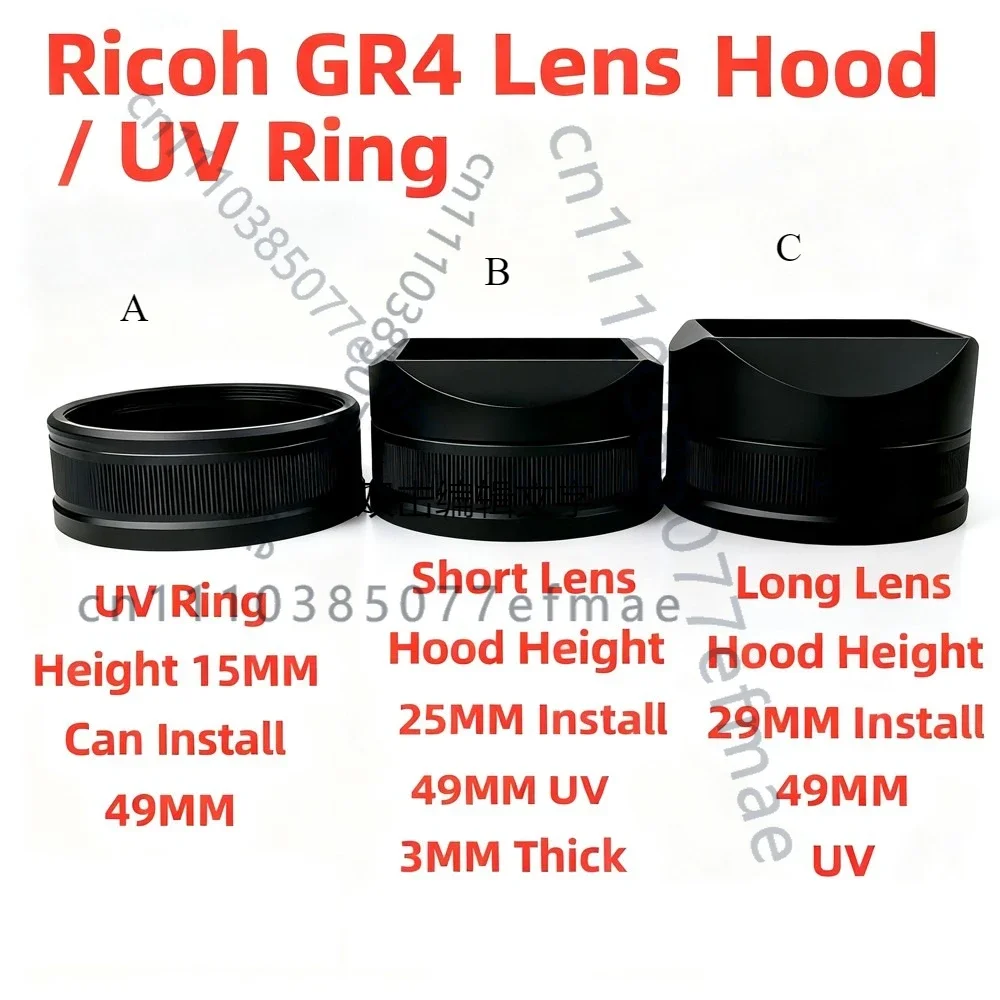 

Square Metal Aluminium alloy Lens Hood UV Adapter Ring For Ricoh GR4 Lens