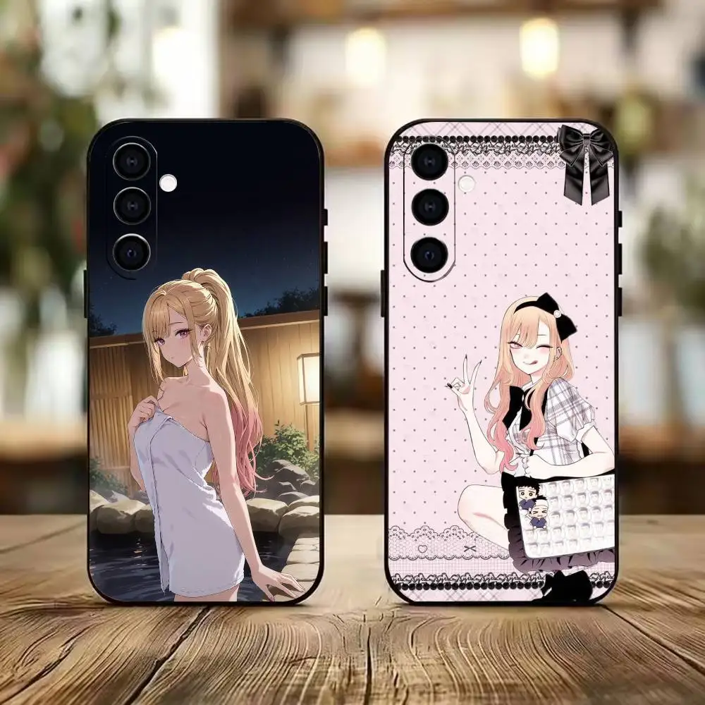 Pretty adorable M-Marin Kitagawa Black Soft Silicone Phone Case for Samsung A73 20,21,22,31,32,52,53,72