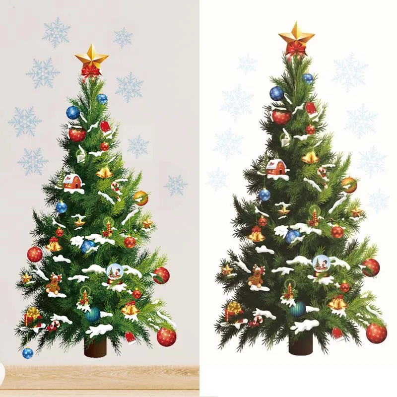 Merry Christmas Home Decoration Xmas Tree Wall Stickers Glass Decal Snowflake Window Sticker 2026 New Year Party Wall Ornament ﻿