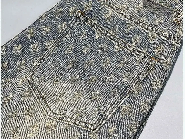 American Y2K Light Luxury Quality Retro Denim Shorts Summer Hip Hop INS Men Loose Shave Jacquard Couple Denim Five Point Pants 16 S34071e3d1d124cfb9e84844a1909a168U